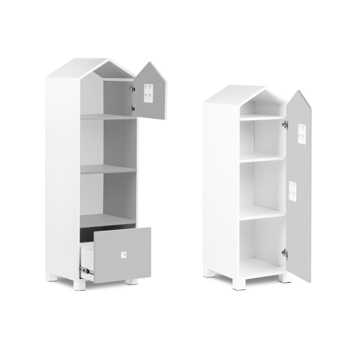 KONSIMO MIRUM Zestaw mebli w kształcie domku dla dzieci w kolorze szarym składający się z 6 elementów