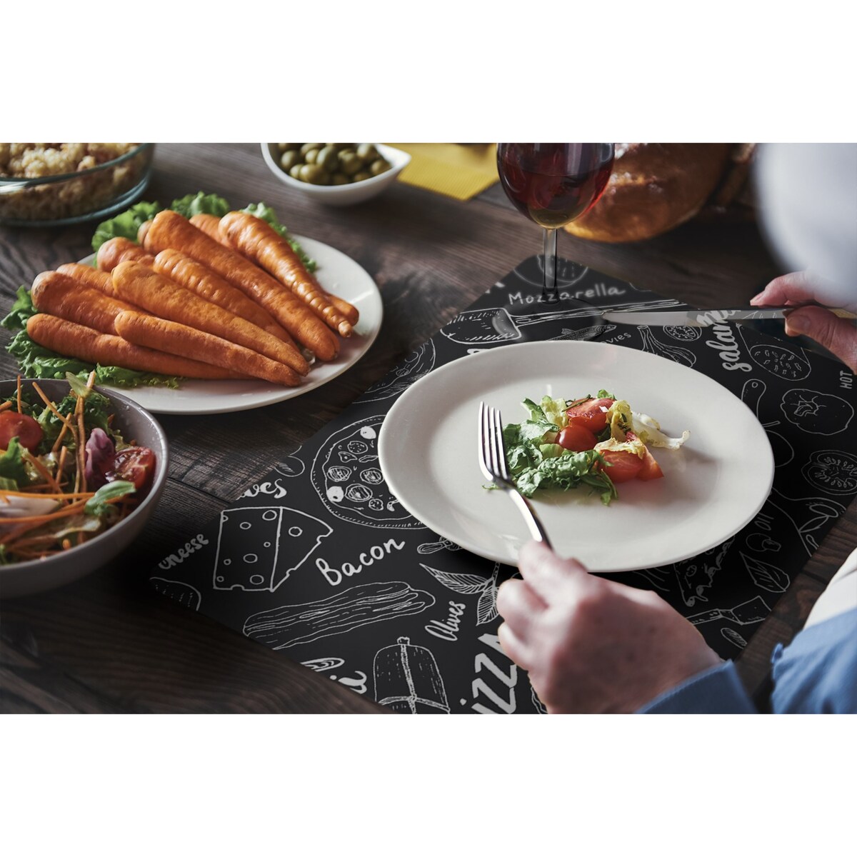 Komplet mat pod talerz Włoska pizzeria, 6 szt. 45x30cm