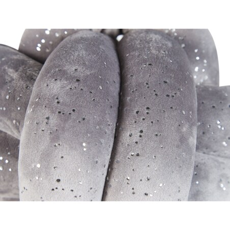 Welurowa poduszka dekoracyjna supeł z brokatem 20 x 20 cm szara MALNI