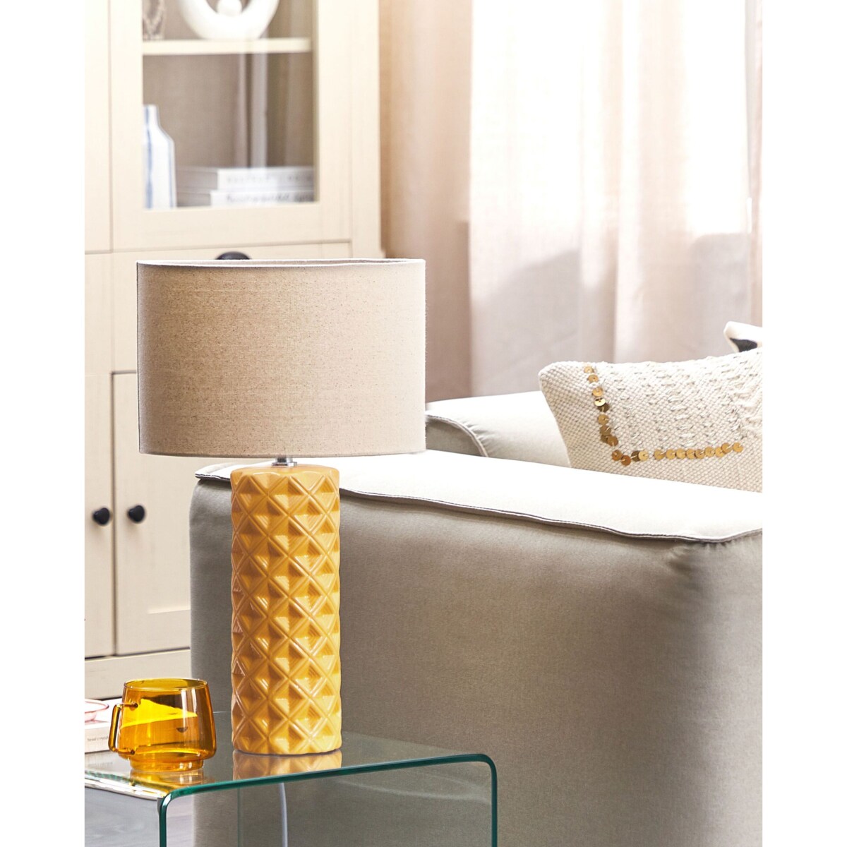 Lampa stołowa ceramiczna żółta BALONNE