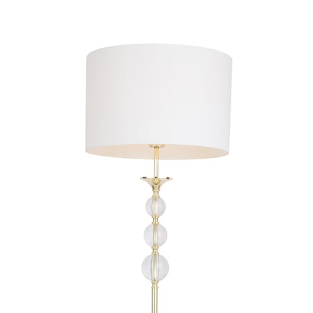 Podłogowa lampa abażurowa Rea stojąca do salonu biała złota