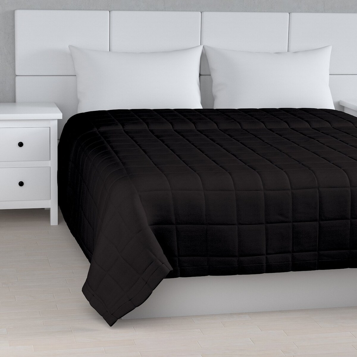 Narzuta pikowana w kratę 130x210 shadow grey (grafitowy)