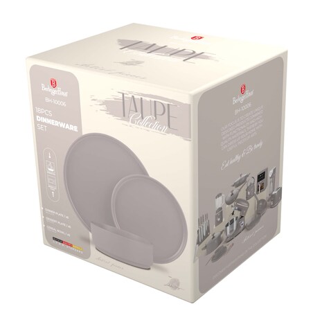 Zastawa stołowa Serwis Komplet talerzy naczyń 18 ele dla 6 osób BERLINGER HAUS Taupe