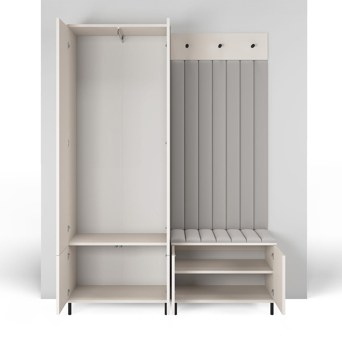 Zestaw szafka na buty z panelami Ritmo wersja 1 nogi rurki Trinity 15 beżowa