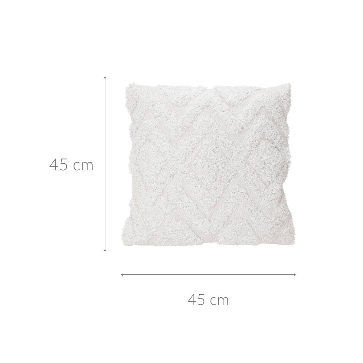 Biała, ozdobna poduszka, tuftowana bawełna, 45 x 45 cm