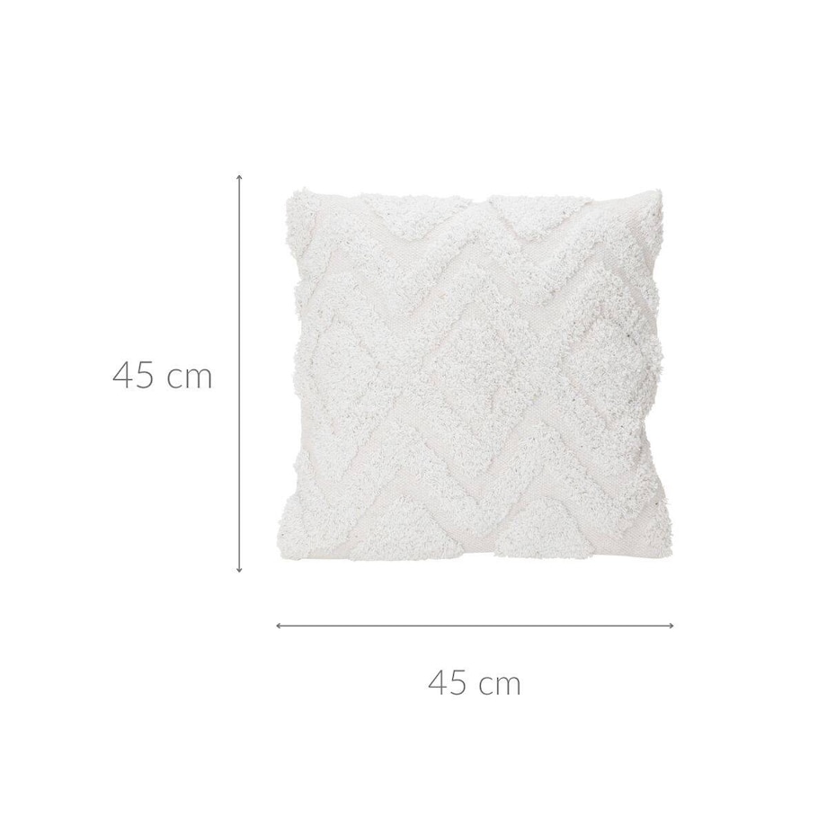 Biała, ozdobna poduszka, tuftowana bawełna, 45 x 45 cm