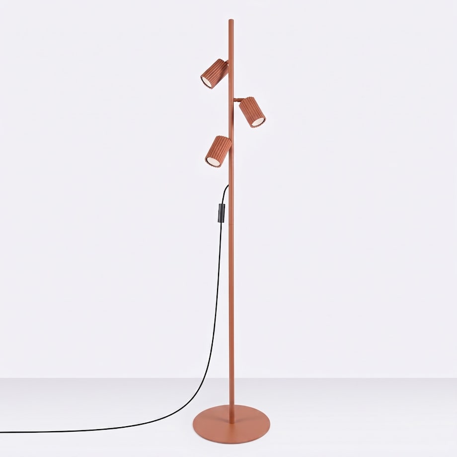 Lampa podłogowa KARBON 3 ochra czerwona