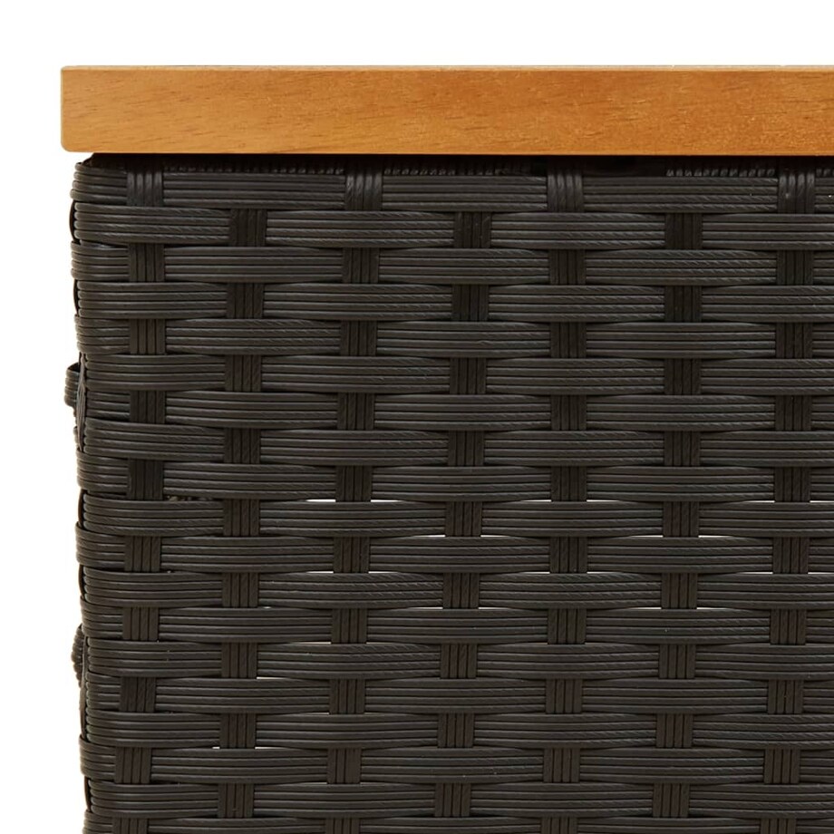 vidaXL Stolik ogrodowy, czarny, 70x70x25 cm, rattan i drewno akacjowe
