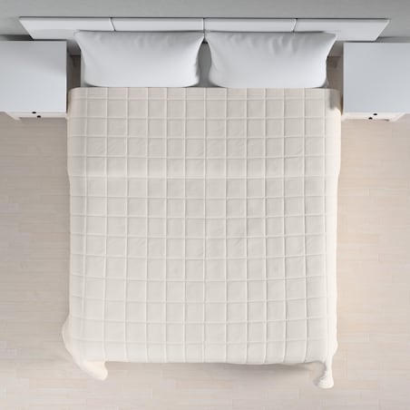 Narzuta pikowana w kratę 130x210 jasnobeżowy