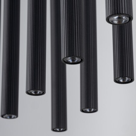 Lampa Wisząca Tk Lighting Ferro Na Listwie Czarna Ryflowana Metalowa Tuba Sopel Rurka 10X G9
