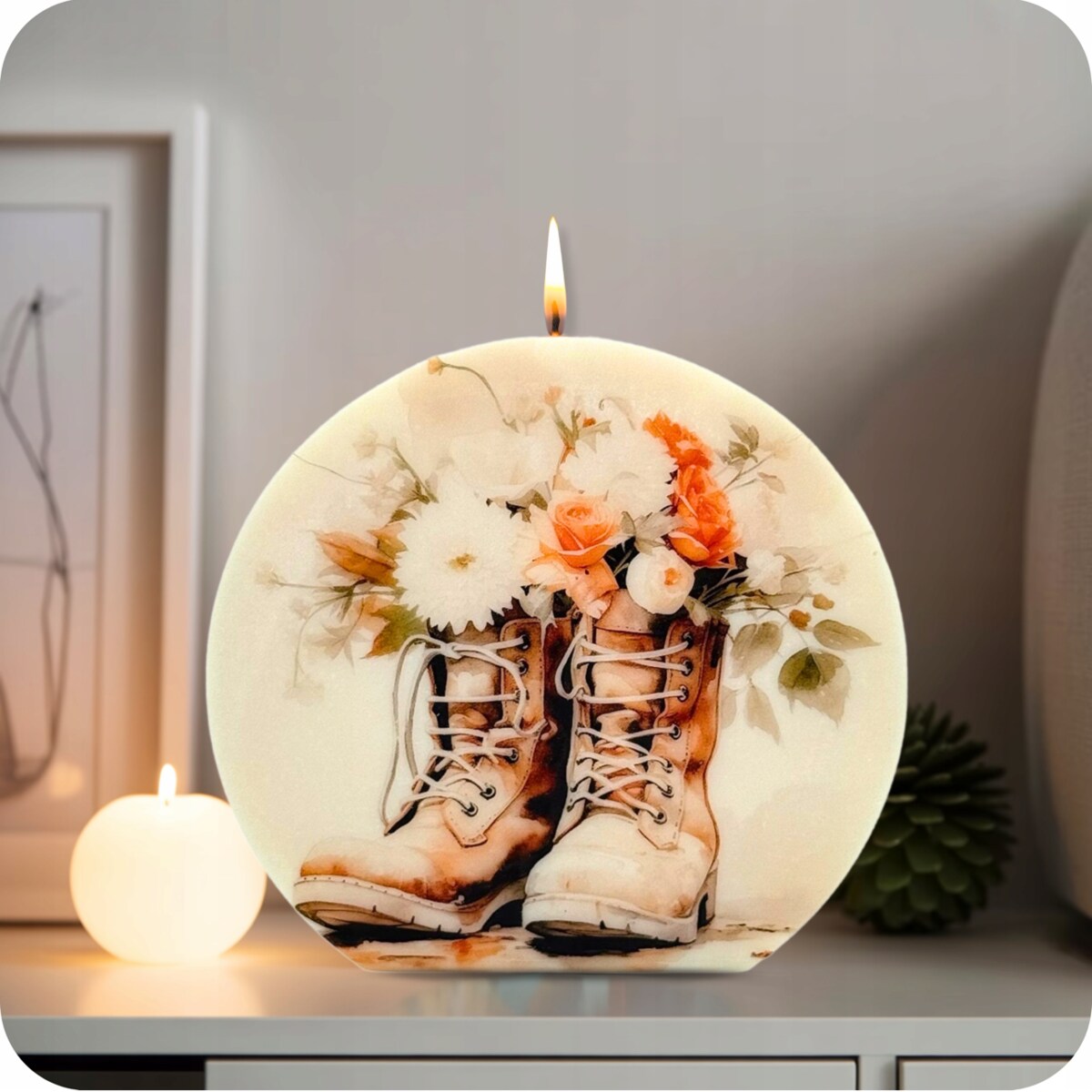 Świeczka Sojowa Prezent na Urodziny Świeca Ozdobna Kwiaty Bezzapachowa EKO