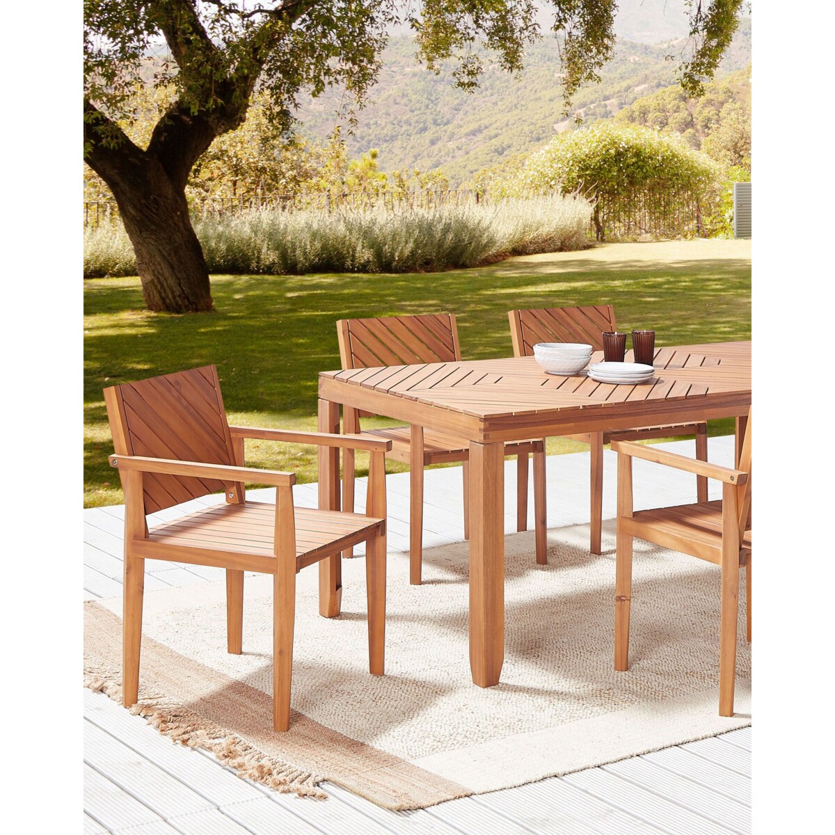 Zestaw 4 krzeseł ogrodowych drewno akacjowe BARATTI