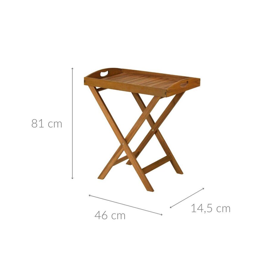 Drewniany stolik z przenośną tacą do serwowania, 60 cm