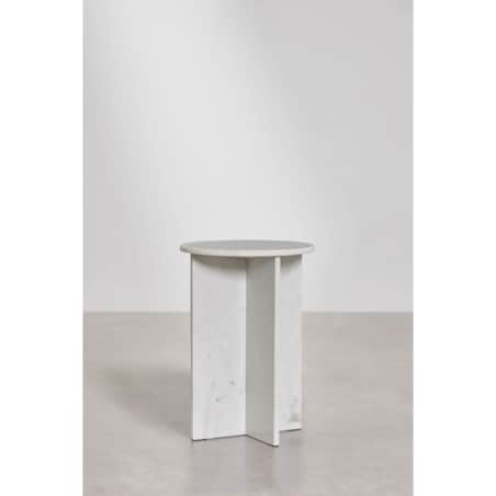 Stolik pomocniczy, biały marmur Banswara, Ø35 cm, Mencia