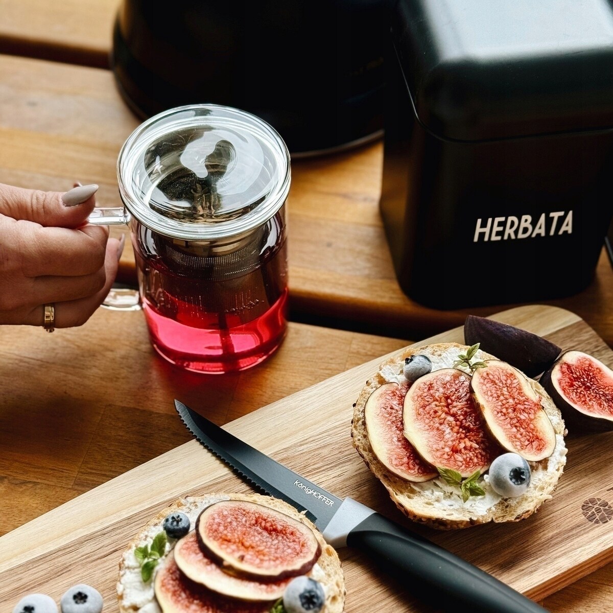 Kubek SZKLANKA z sitko zaparzaczem nierdzewnym 350 ml na herbatę zioła