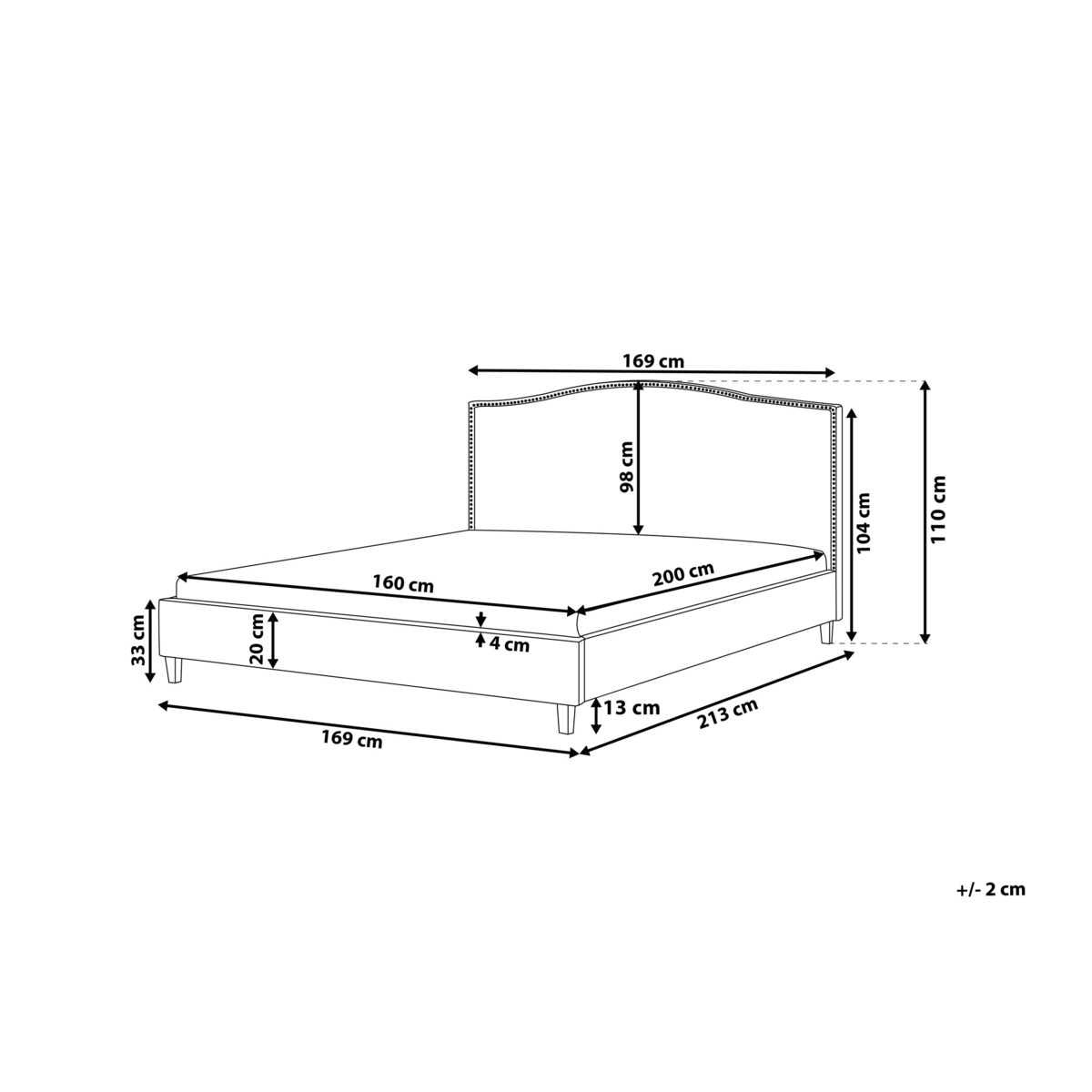 Łóżko tapicerowane 160 x 200 cm beżowe MONTPELLIER