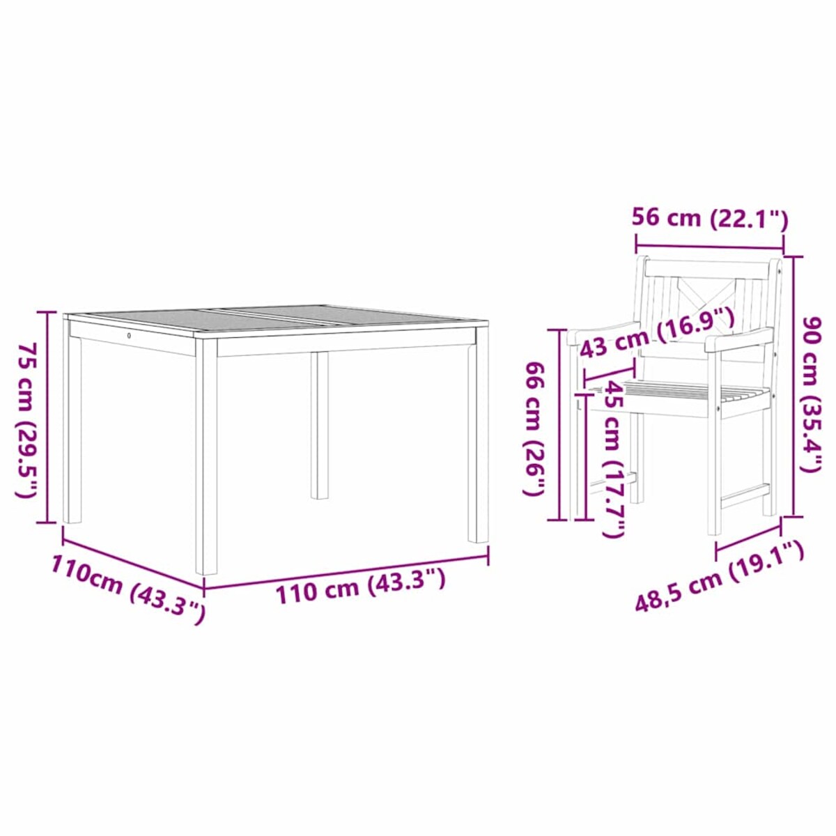 vidaXL Zestaw do jadalni w ogrodzie 3 pcs Brązowy Lite drewno akacjowe