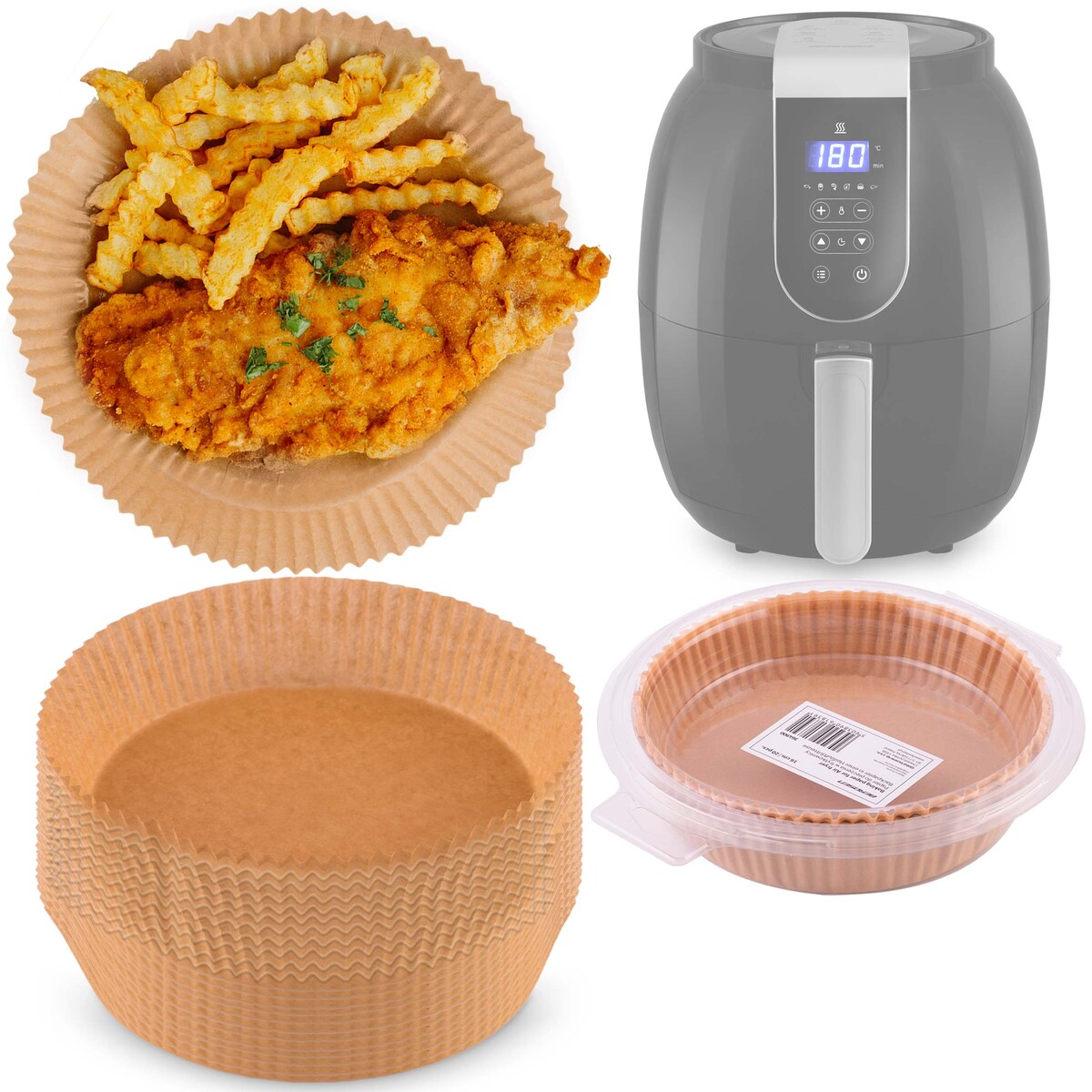Papier do pieczenia wkładki do frytkownicy air fryer 20 szt. 16cm Berdsen