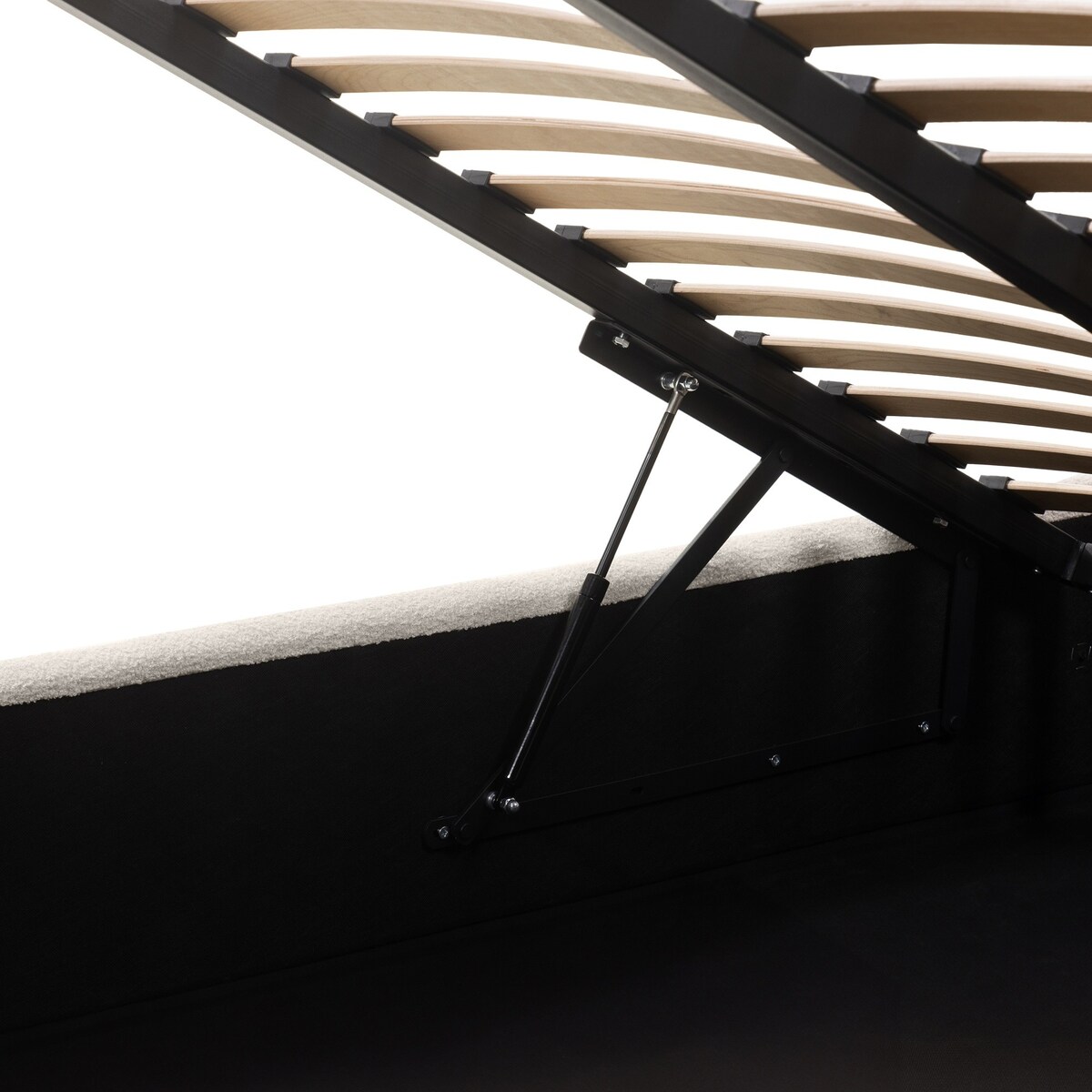 Łóżko tapicerowane 160x200 cm jasnobeżowe bouclé Vibo