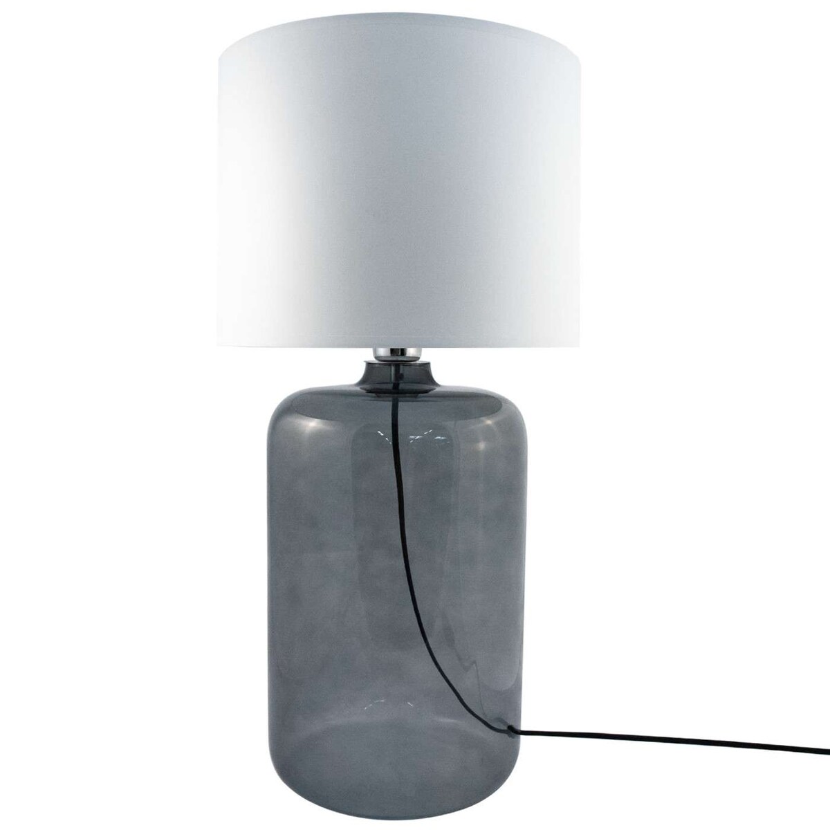 Abażurowa LAMPA stołowa AMARSA 5509WH Zumaline stojąca LAMPKA szklana nocna biała grafitowa