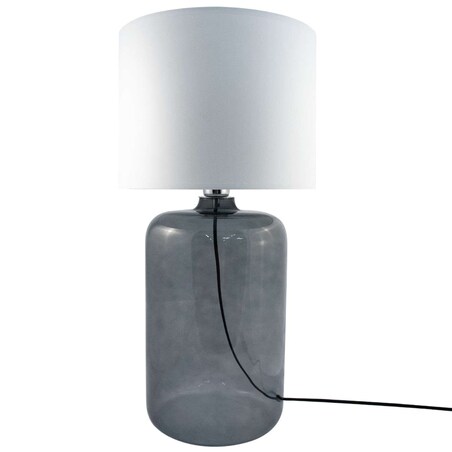 Abażurowa LAMPA stołowa AMARSA 5509WH Zumaline stojąca LAMPKA szklana nocna biała grafitowa