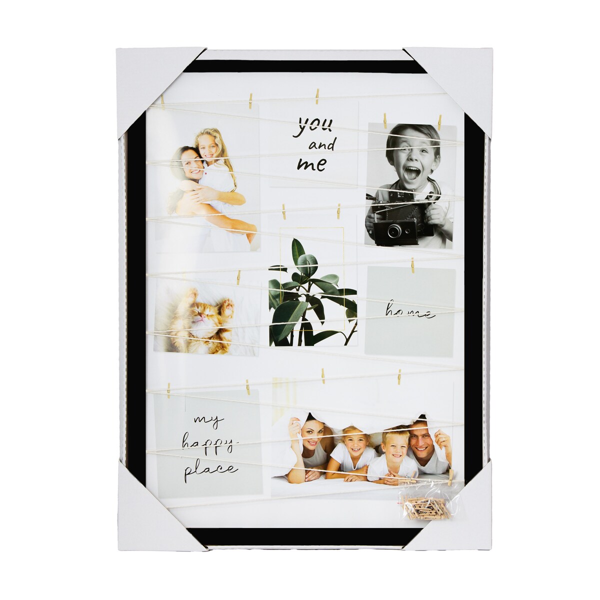 Ramka Na Zdjęcia 50X70 Cm Multiramka Ze Sznurkami Galeria Czarna