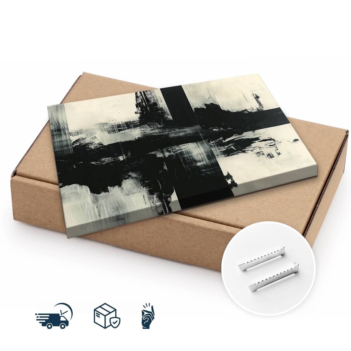 Obraz Canvas Do Salonu Sypialni Abstrakcja Czarny Wzór Akwarele 70x50cm