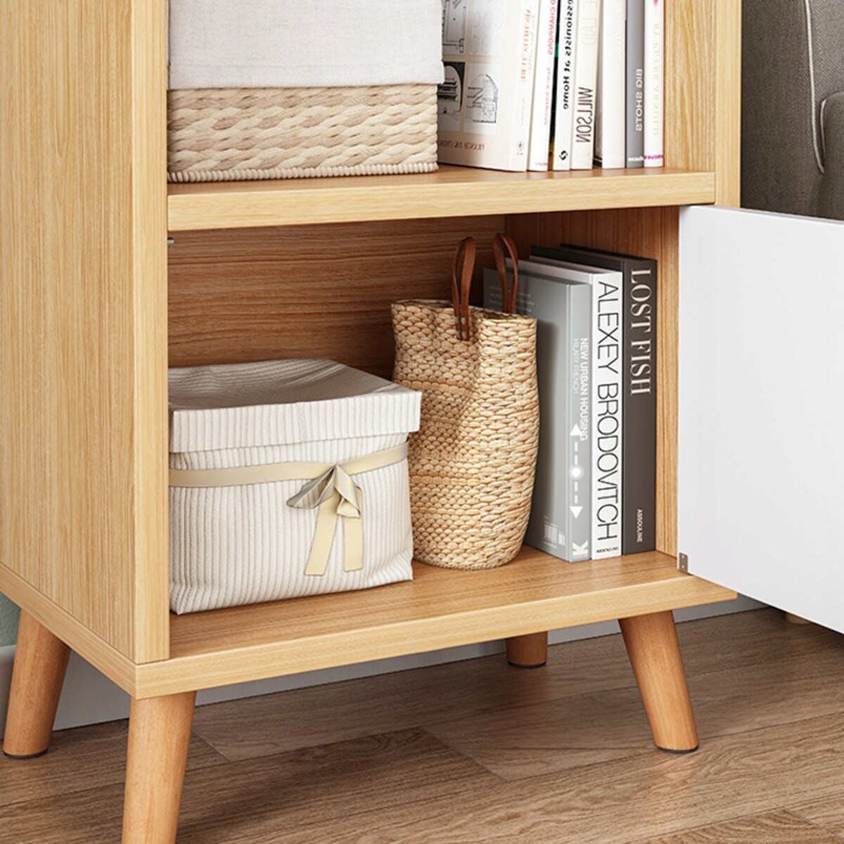 Regał Stojący Biały Na Książki Półki Wysoki Skandynawski Słupek Szafa Loft