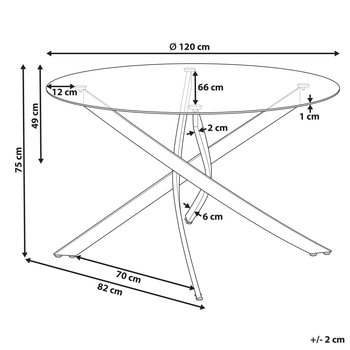 Stół do jadalni MARAMO Złoty 120 cm 120 cm Szkło hartowane