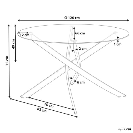 Stół do jadalni MARAMO Złoty 120 cm 120 cm Szkło hartowane