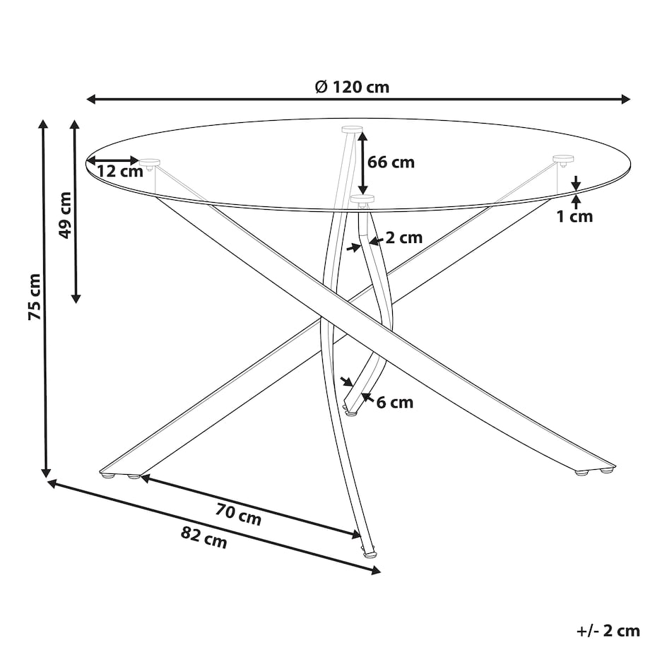 Stół do jadalni MARAMO Złoty 120 cm 120 cm Szkło hartowane