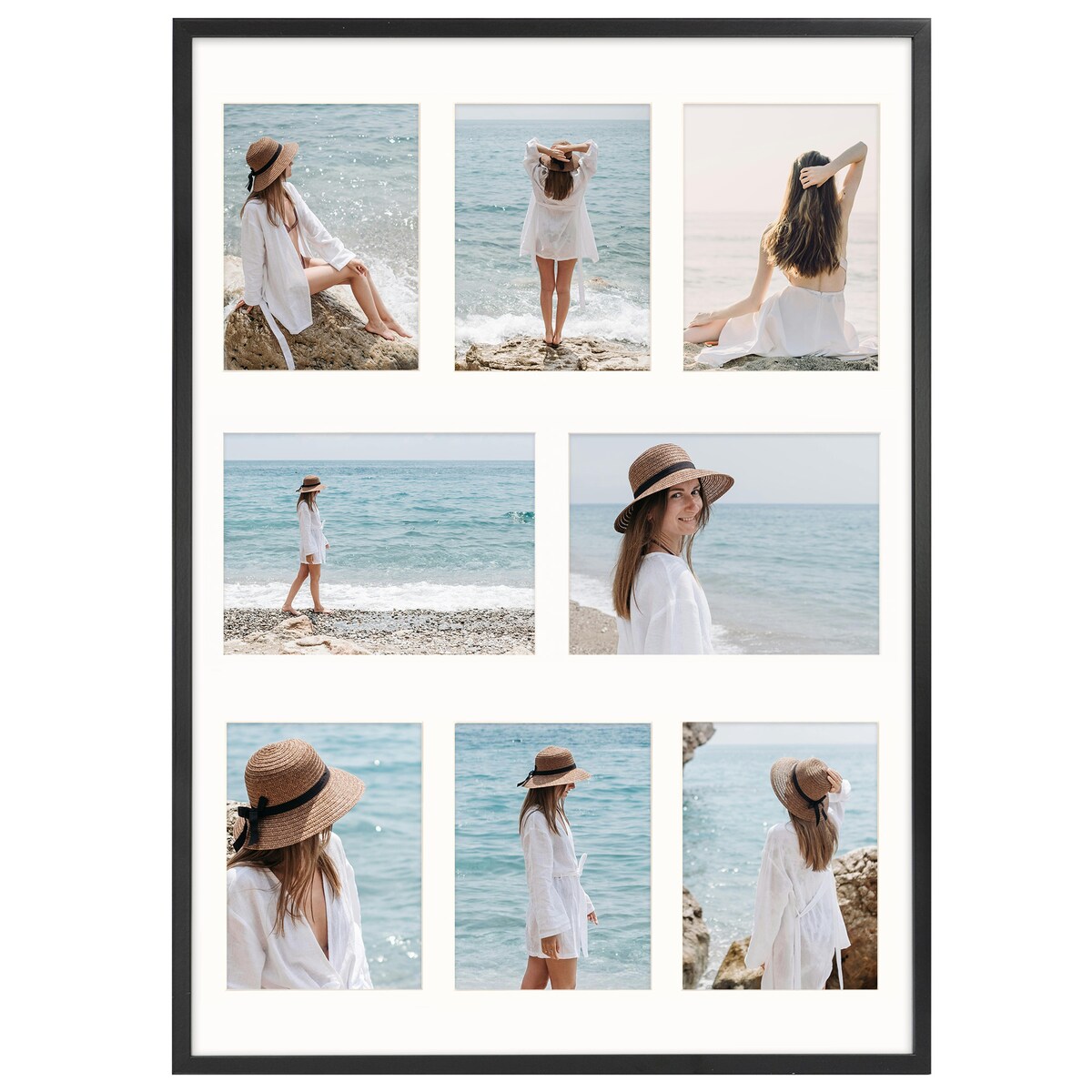 Ramka na zdjęcia 8 zdjęć 13x18 i 15x21 cm rama czarna foto galeria 50x70 cm FRAMAI®