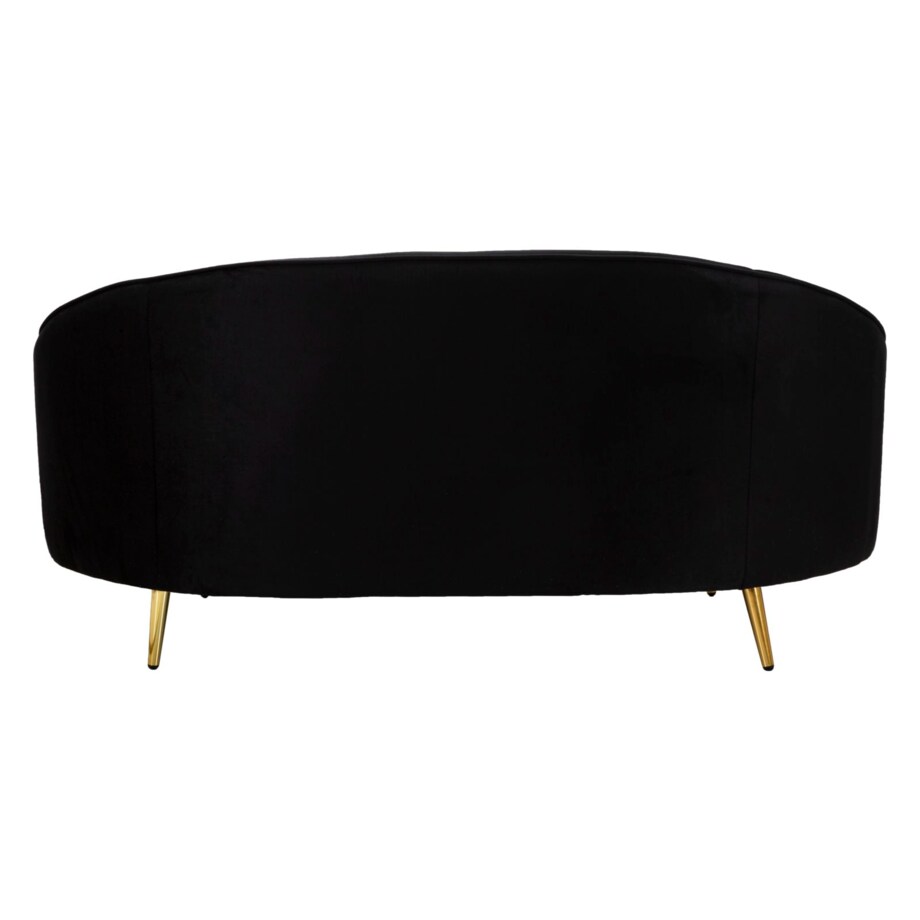 Sofa Oslo, kolor czarny i złoty, poliester, drewno eukaliptusowe i metal, 148 x 84 x 68 cm, do salonu, Mauro Ferretti