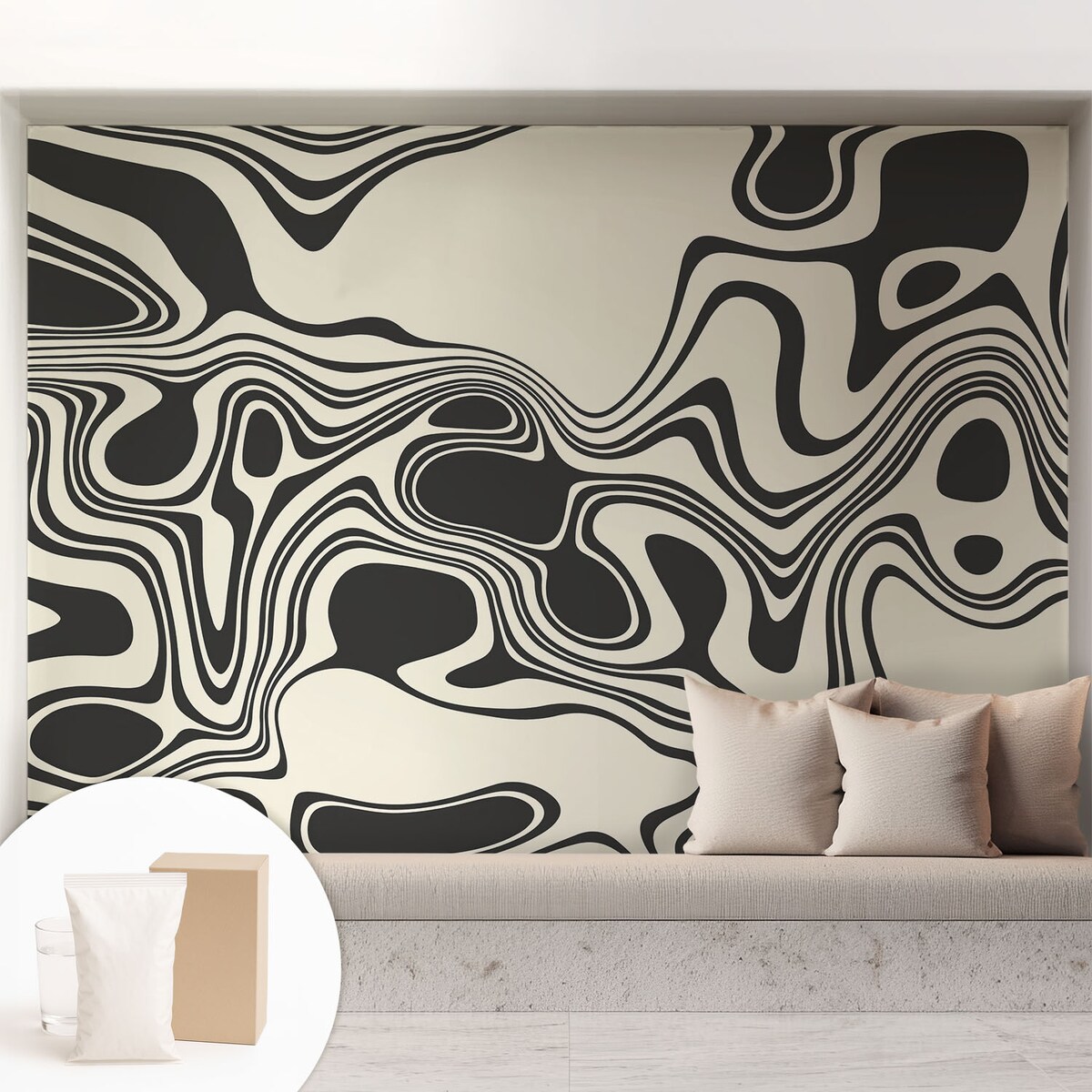 Fototapeta flizelinowa 208x146 cm - Dynamiczne linie, tapeta ścienna czarno-biała