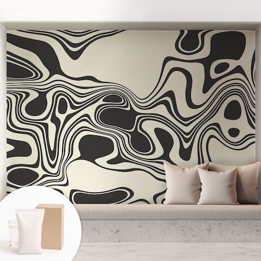 Fototapeta flizelinowa 208x146 cm - Dynamiczne linie, tapeta ścienna czarno-biała