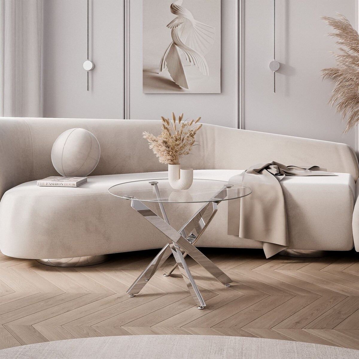 Stolik kawowy BEIRA ze szklanym blatem chrom