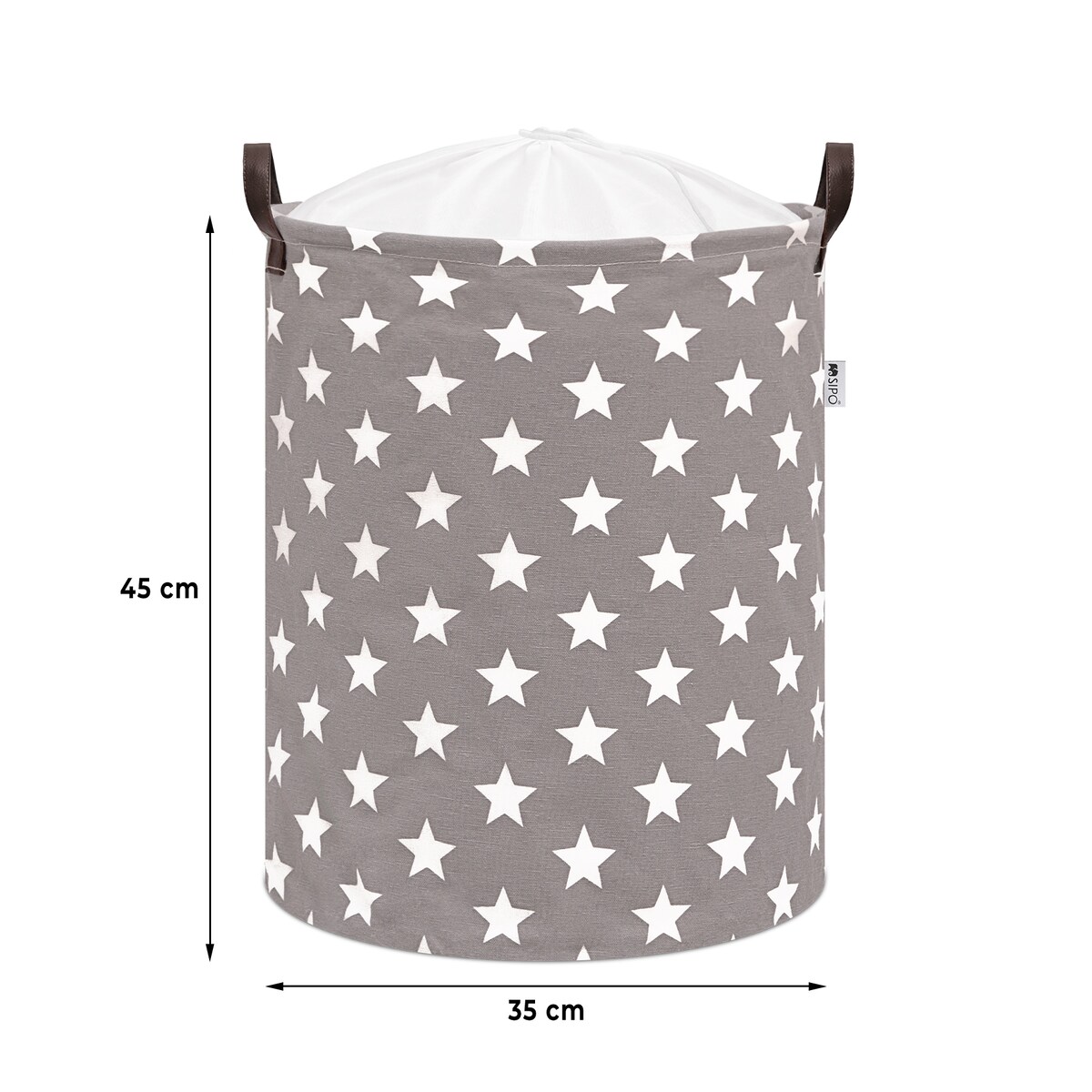 bawełniany kosz na zabawki sipo, zamykany na ściągacz, gwiazdy, xl