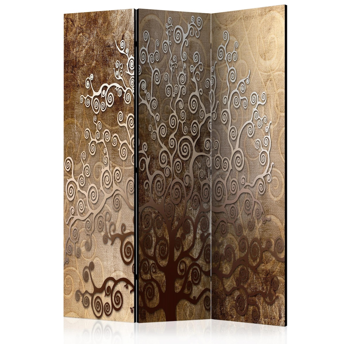 Parawan jednostronny Kwiaty 135x172 cm 3-częściowy brązowy