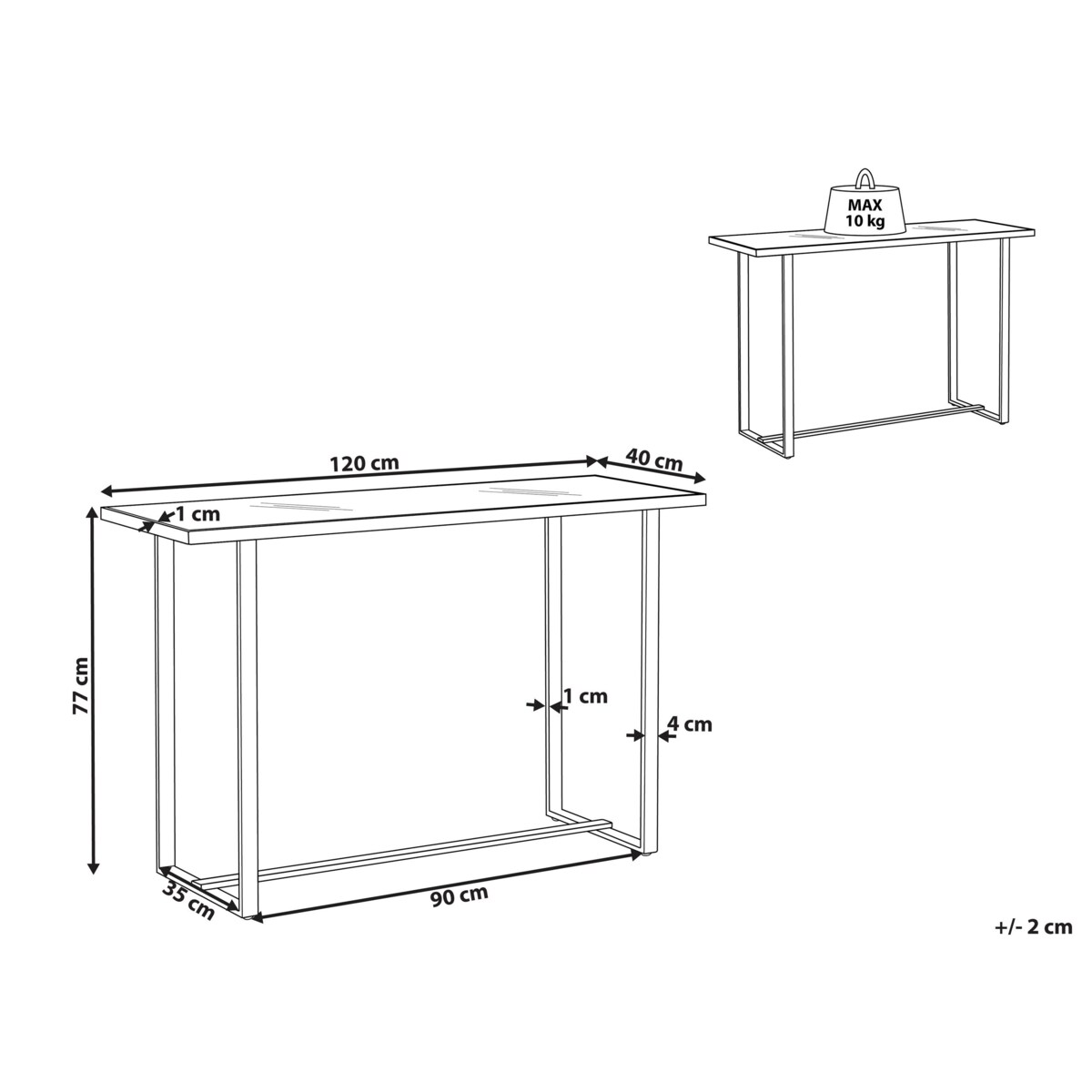 Konsola efekt marmuru biało-srebrna PLANO