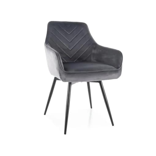 Krzesło tapicerowane SERVIO VELVET szare obracane