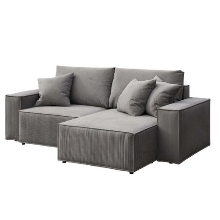 Melow Sofa narożna - szara sztruksowa