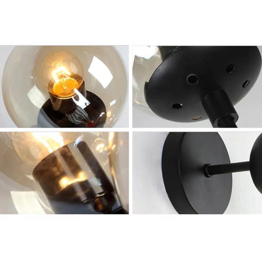 Lampa Ścienna Kinkiet Szklana Kula Black Vintage