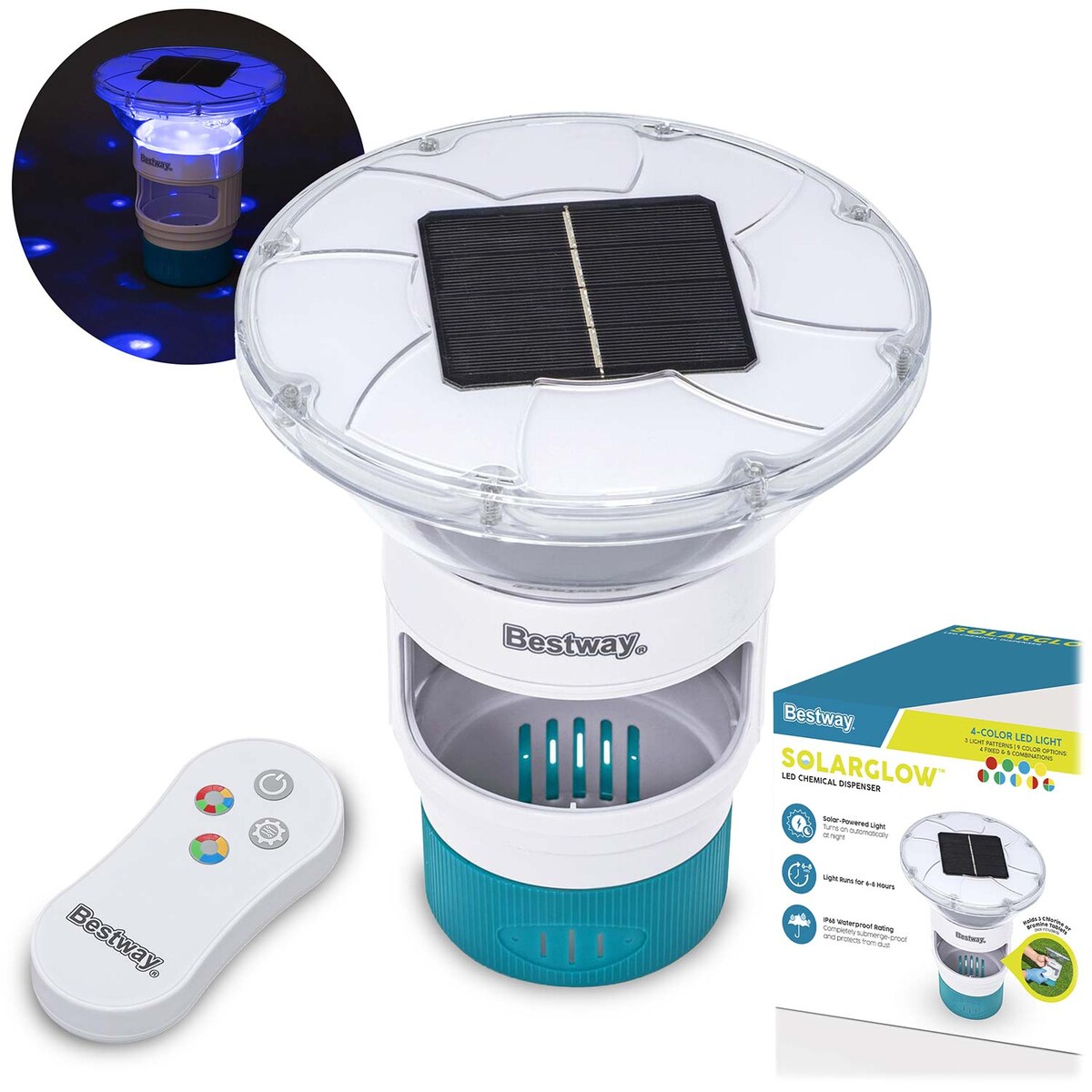 Dozownik chloru do basenu Bestway 58943 pływak lampka LED 9 Kolorów