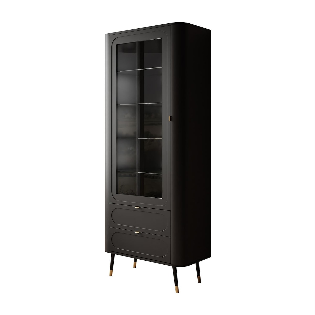 Przeszklona witryna SHADOW z półkami, czarna