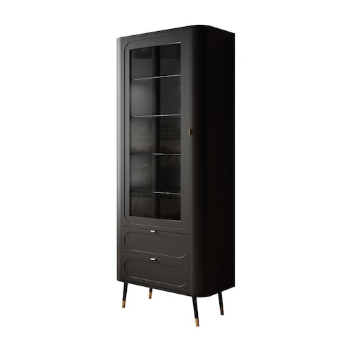 Przeszklona witryna SHADOW z półkami, czarna