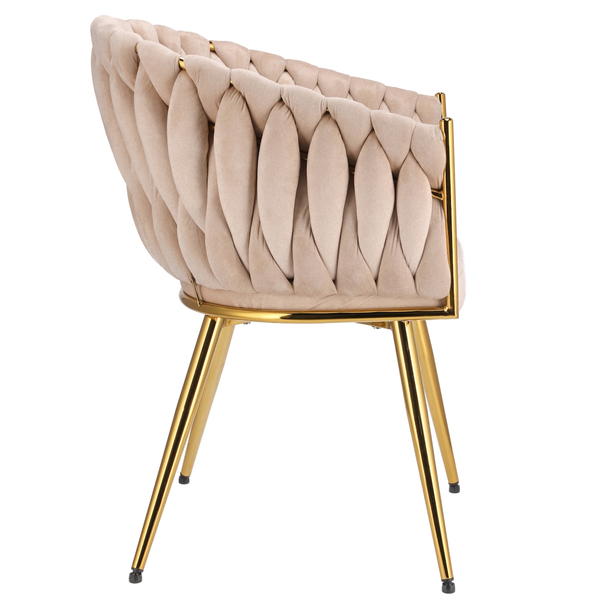 Krzesło welurowe eleganckie MOLTO beżowe tapicerowane