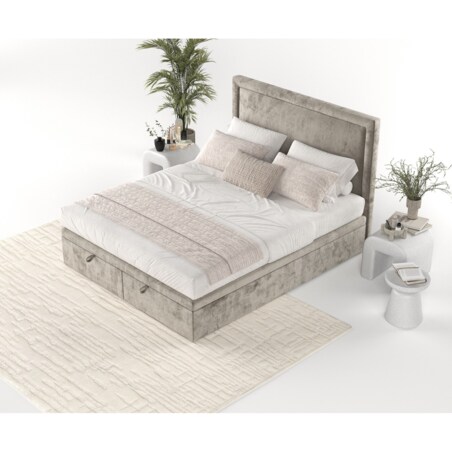 Łóżko tapicerowane SALMA 160x200 z pojemnikiem, Beż, tkanina Lotta 30