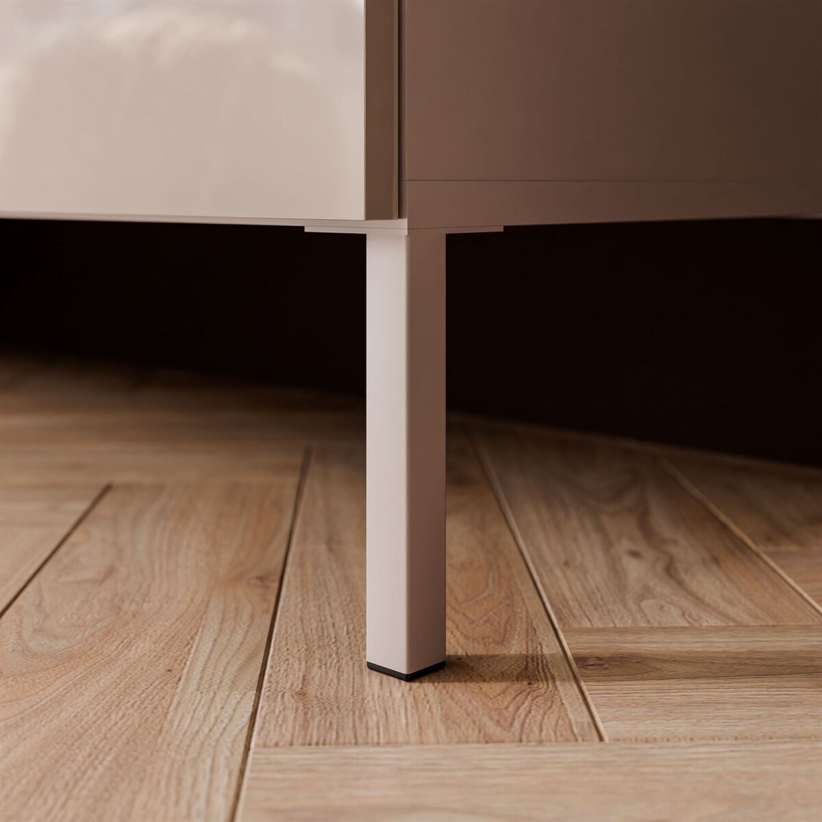 Szafka RTV COLGANTE 100 kaszmir wysoki połysk, oświetlenie LED, nóżki proste kaszmir