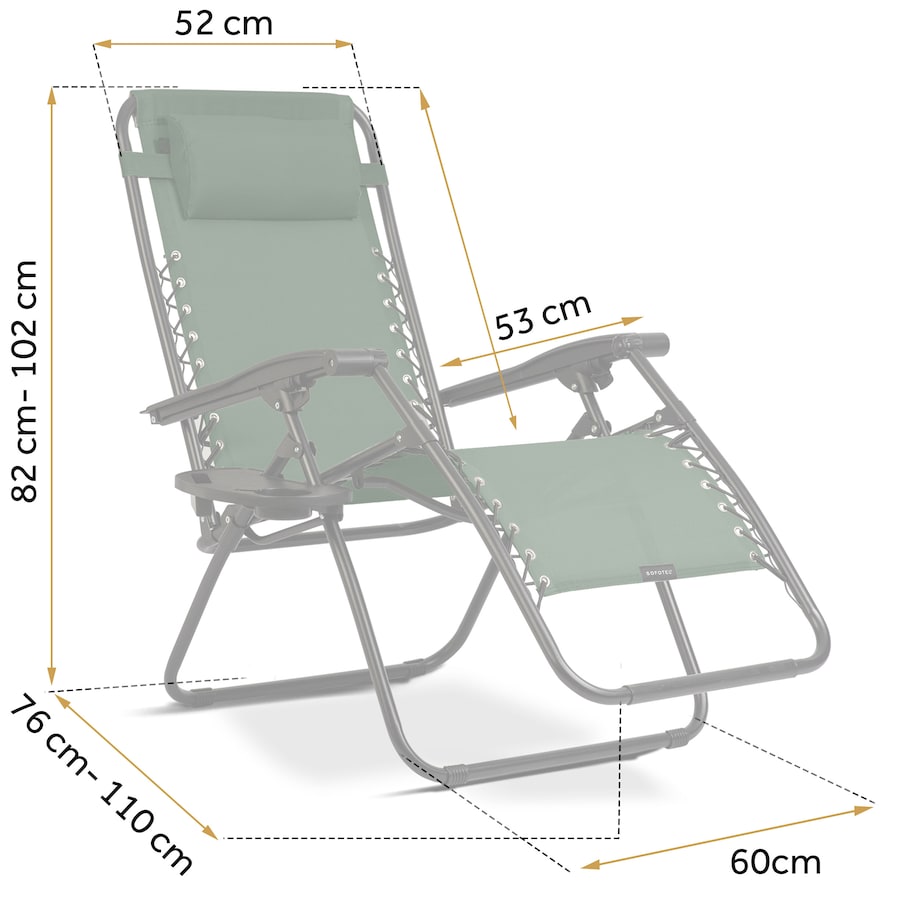 Leżak ogrodowy grawitacyjny Sofotel plażowy zielony składany fotel na taras balkon 2 szt.