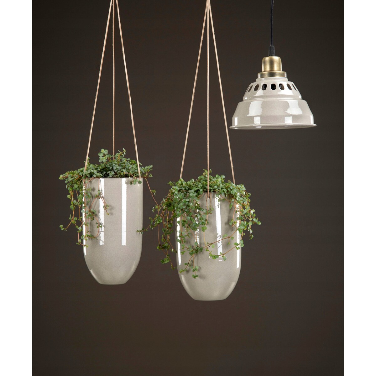 LAMPA wisząca LIAM metalowa szara złota śr. 18cm